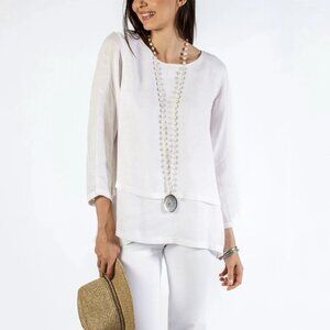 Crown Linen Designs Audrey Double Layer Lightweight Linen Top Size L